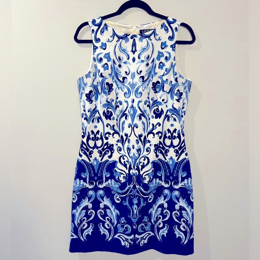Ralph Lauren Blue and White Dress Size 10